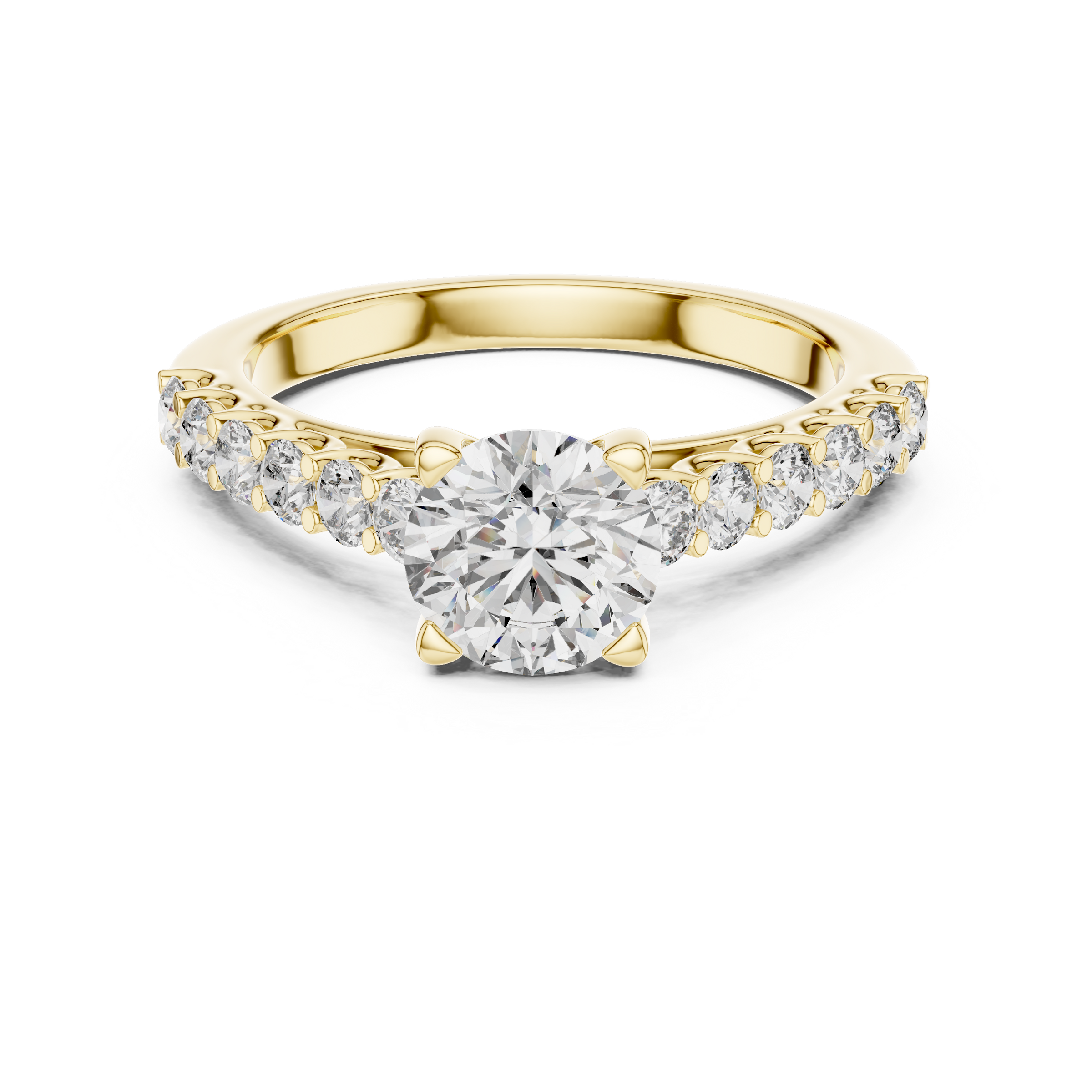 1–3 Carat Round Brilliant Lab-Grown Diamond Solitaire Engagement Ring – Pave Setting in 18K Gold