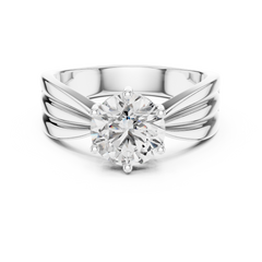 1–3 Carat Round Brilliant Lab-Grown Diamond Solitaire Engagement Ring – Wide Band with Six Prong Setting in 18K Gold