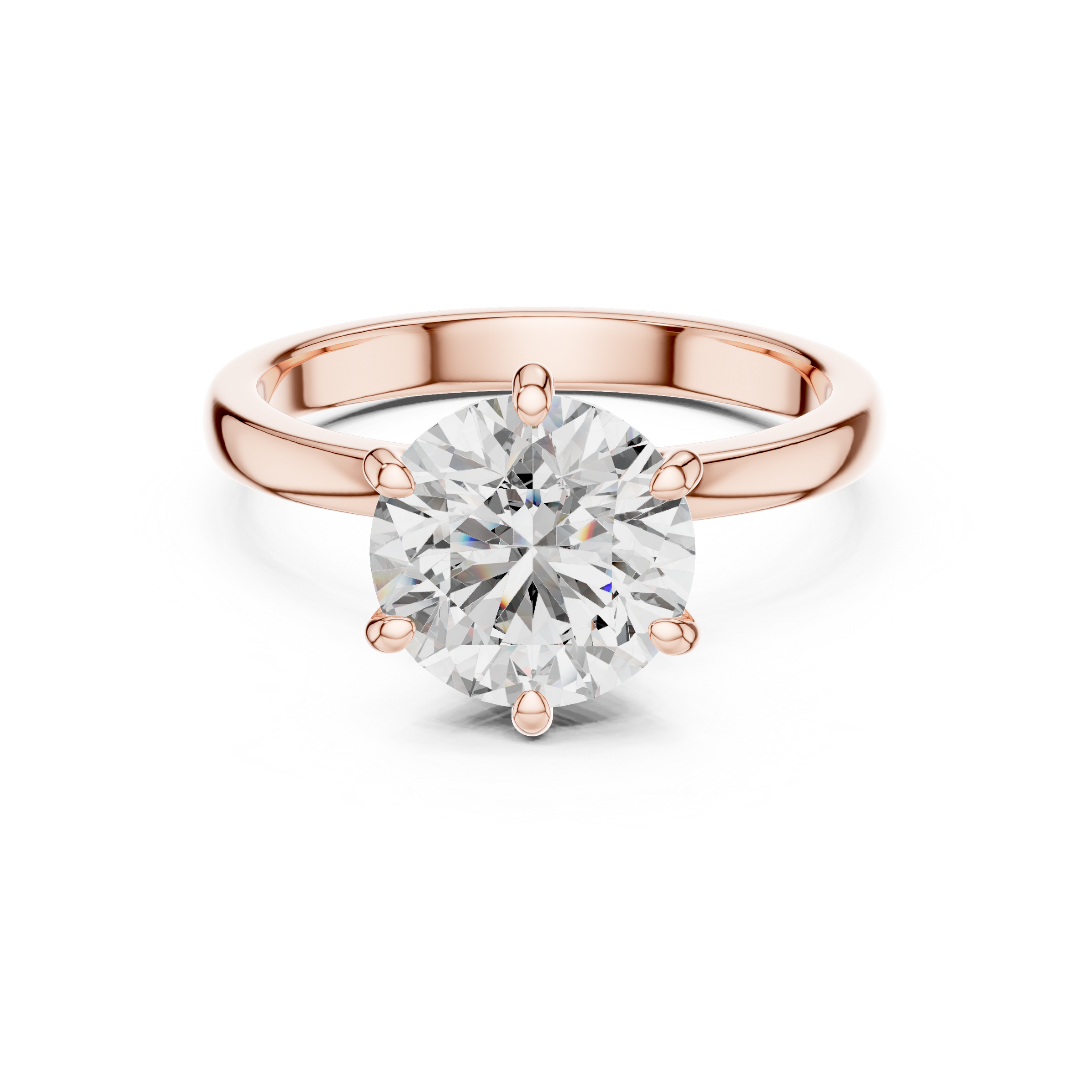 1–3 Carat Round Brilliant Lab-Grown Diamond Solitaire Engagement Ring – Hidden Halo with Six Prong Setting in 18K Gold