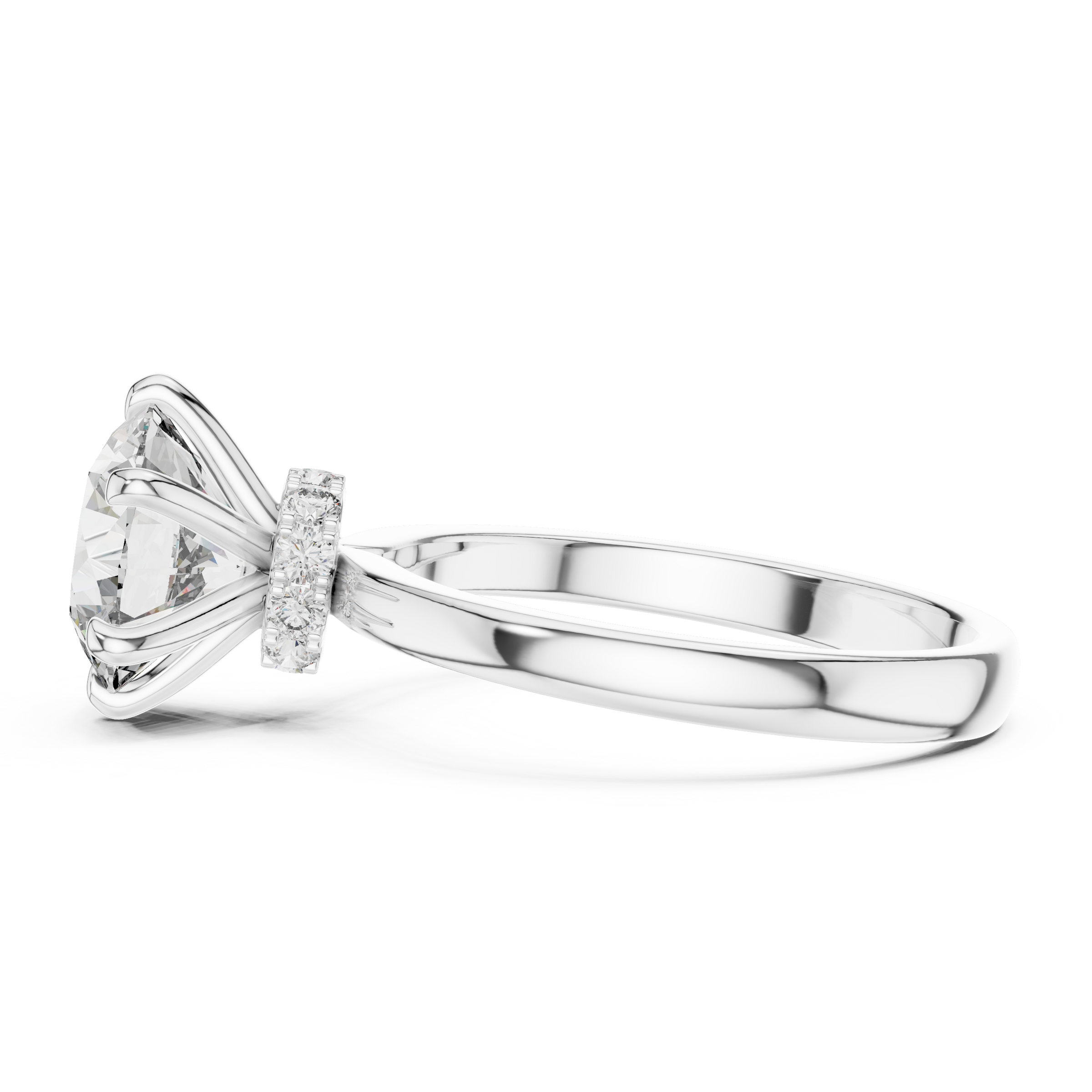 1–3 Carat Round Brilliant Lab-Grown Diamond Solitaire Engagement Ring – Hidden Halo with Six Prong Setting in 18K Gold
