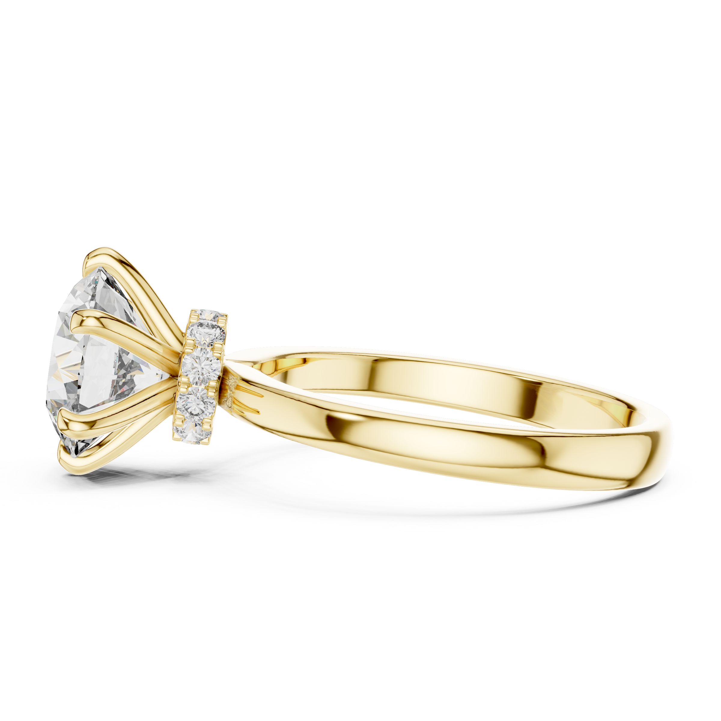1–3 Carat Round Brilliant Lab-Grown Diamond Solitaire Engagement Ring – Hidden Halo with Six Prong Setting in 18K Gold