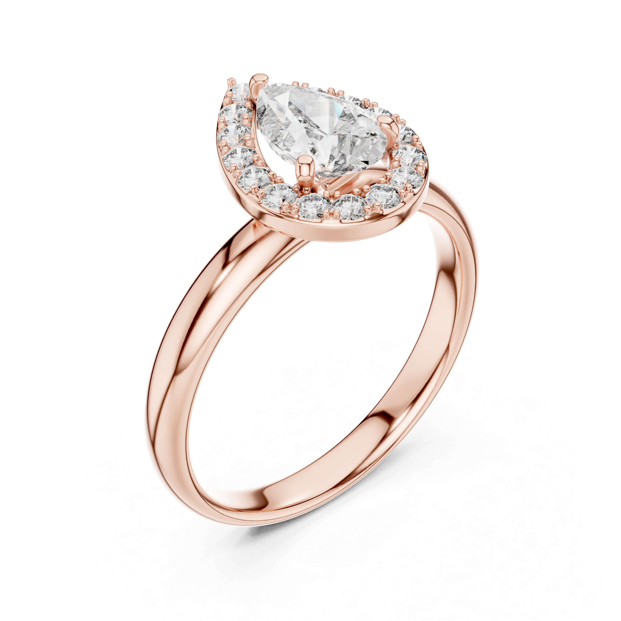 1–3 Carat Pear Cut Lab-Grown Diamond Solitaire Engagement Ring – Diamond Halo in 18K Gold