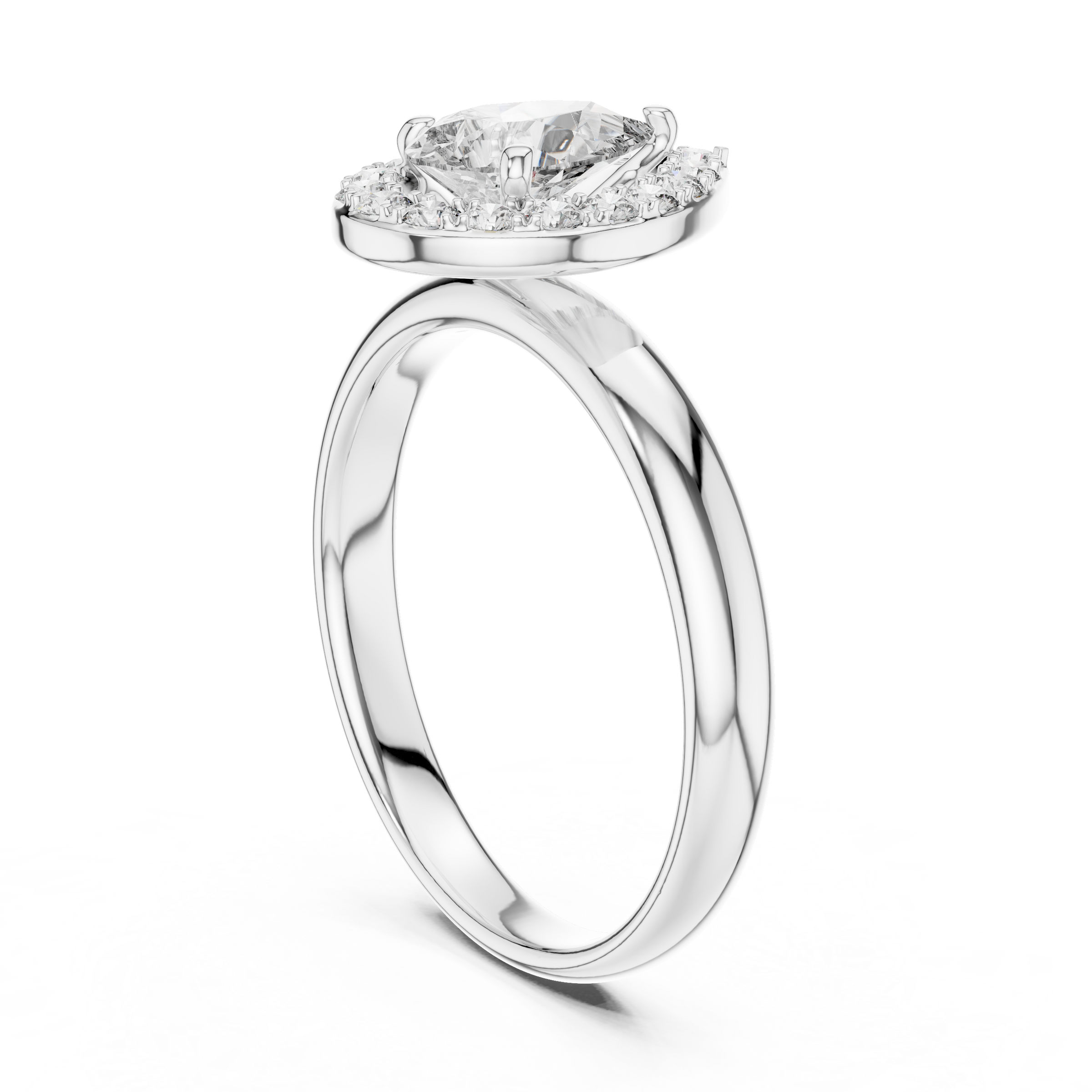 1–3 Carat Pear Cut Lab-Grown Diamond Solitaire Engagement Ring – Diamond Halo in 18K Gold