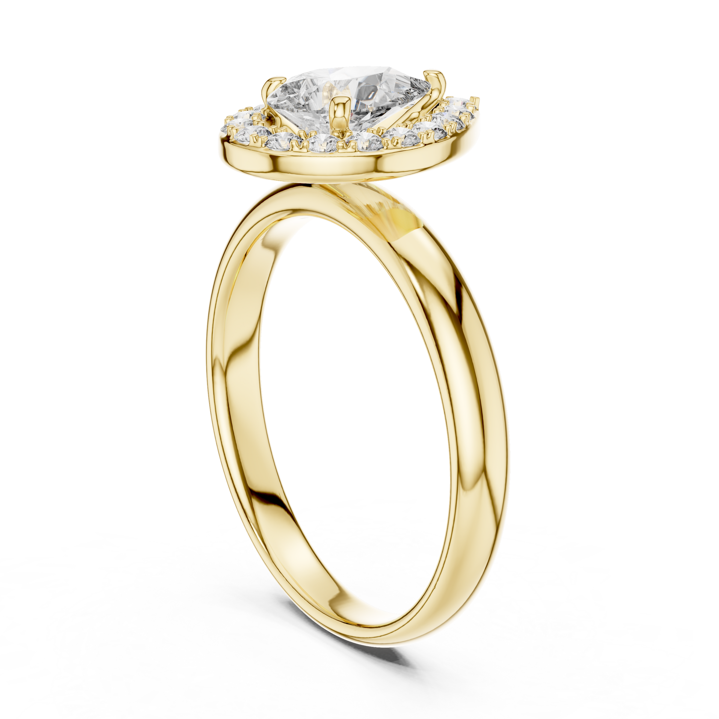 1–3 Carat Pear Cut Lab-Grown Diamond Solitaire Engagement Ring – Diamond Halo in 18K Gold