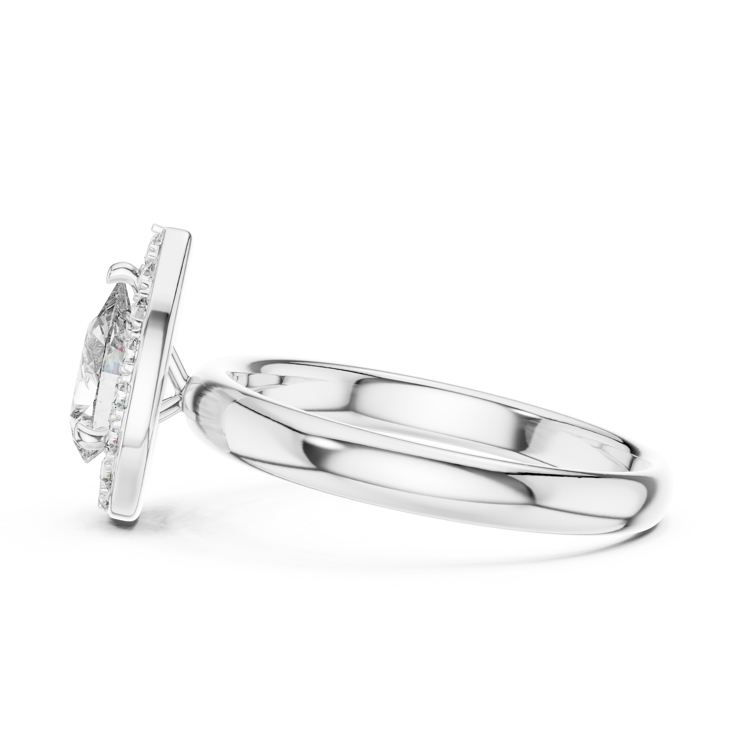 1–3 Carat Pear Cut Lab-Grown Diamond Solitaire Engagement Ring – Diamond Halo in 18K Gold
