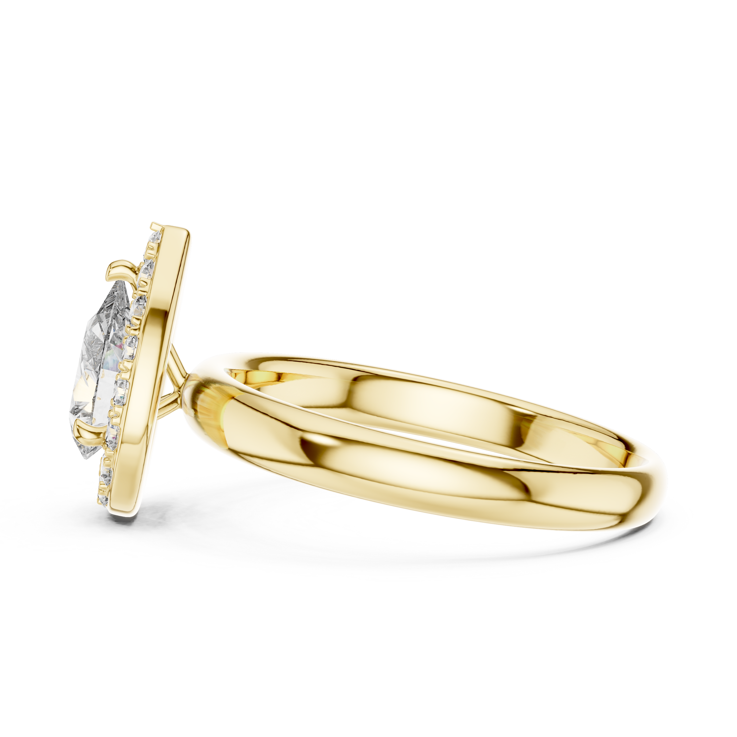 1–3 Carat Pear Cut Lab-Grown Diamond Solitaire Engagement Ring – Diamond Halo in 18K Gold