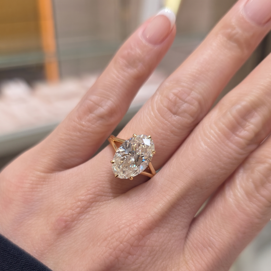 5 Carat Oval Lab-Grown Diamond Solitaire Ring with a Split-Shank - 6 Prongs