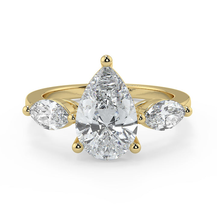 Pear Trilogy with Marquise Lab-Grown Diamond Ring