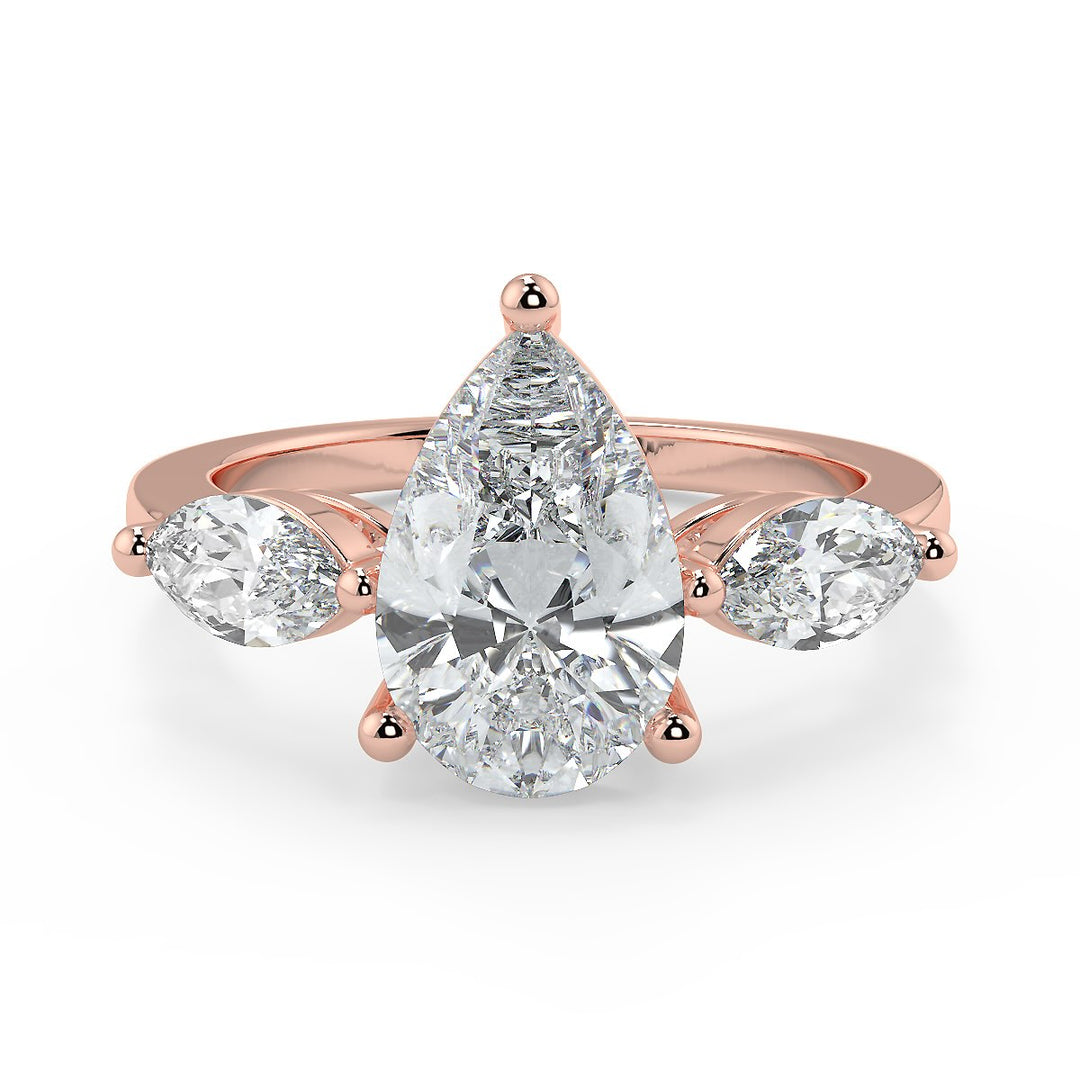 Pear Trilogy with Marquise Lab-Grown Diamond Ring