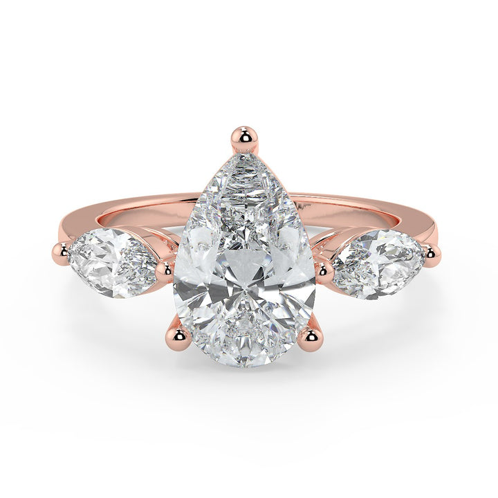 Pear Trilogy with Marquise Lab-Grown Diamond Ring