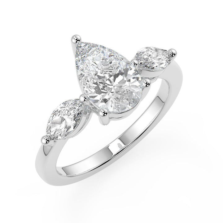 Pear Trilogy with Marquise Lab-Grown Diamond Ring