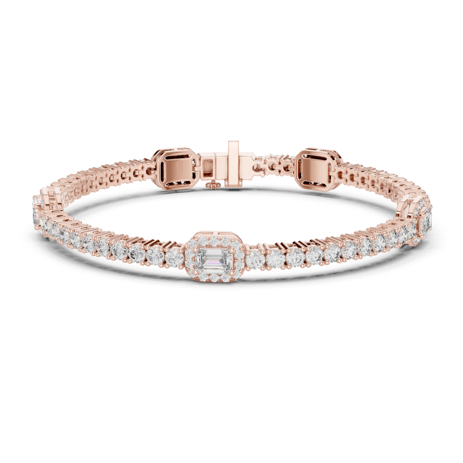 Emerald Accent Lab-Grown Diamond Tennis Bracelet in 18K Gold | 5 Carat