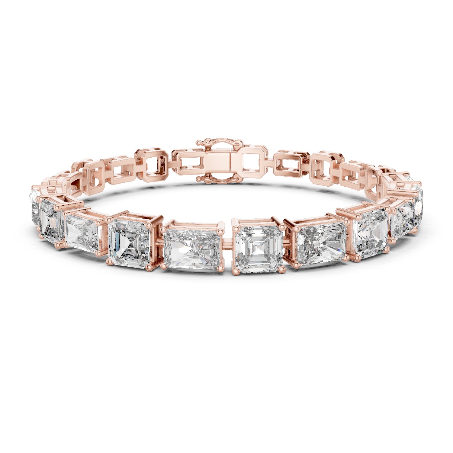 Radiant & Square Emerald Lab-Grown Diamond Tennis Bracelet in 18K Gold | 12.5 Carat