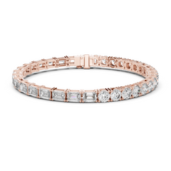 Half Emerald & Half Round  Lab-Grown Diamond Tennis Bracelet in 18K Gold | 11 Carat