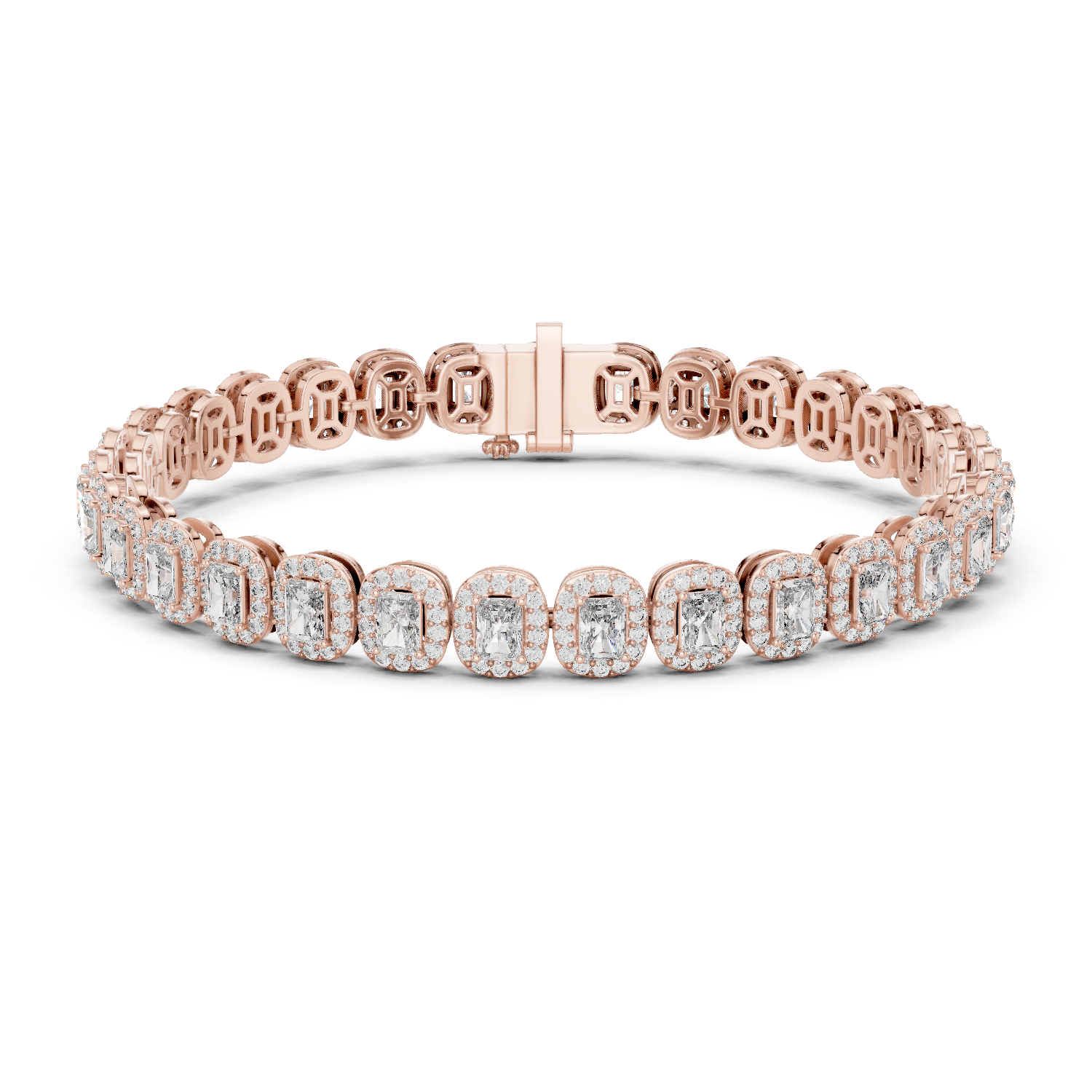 Radiant & Round Lab-Grown Diamond Bracelet in 18K Gold | Halo Statement Tennis Bracelet