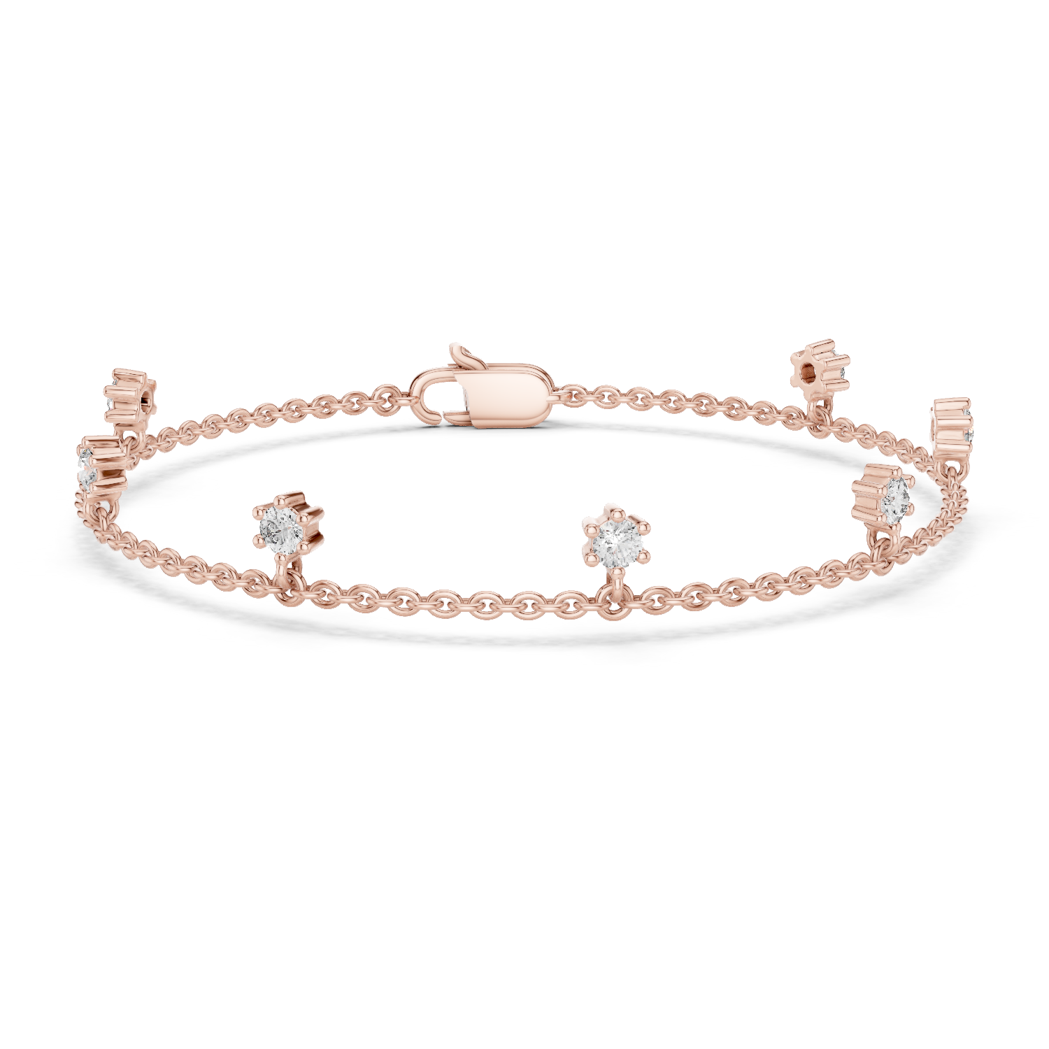 Minimal Floating Diamond Charm Bracelet in 18K Gold | Round Lab-Grown Diamond