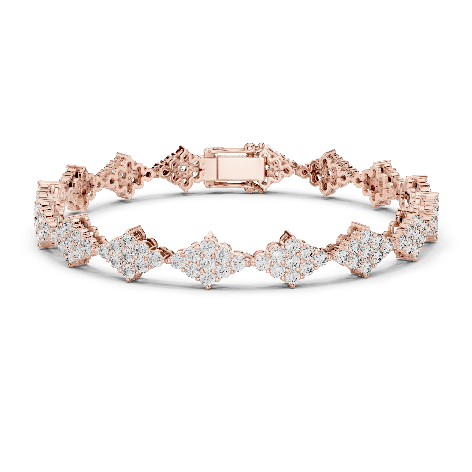 Kite Shape Lab-Grown Diamond Tennis Bracelet in 18K Gold | Cluster Design | 5.5 Carat