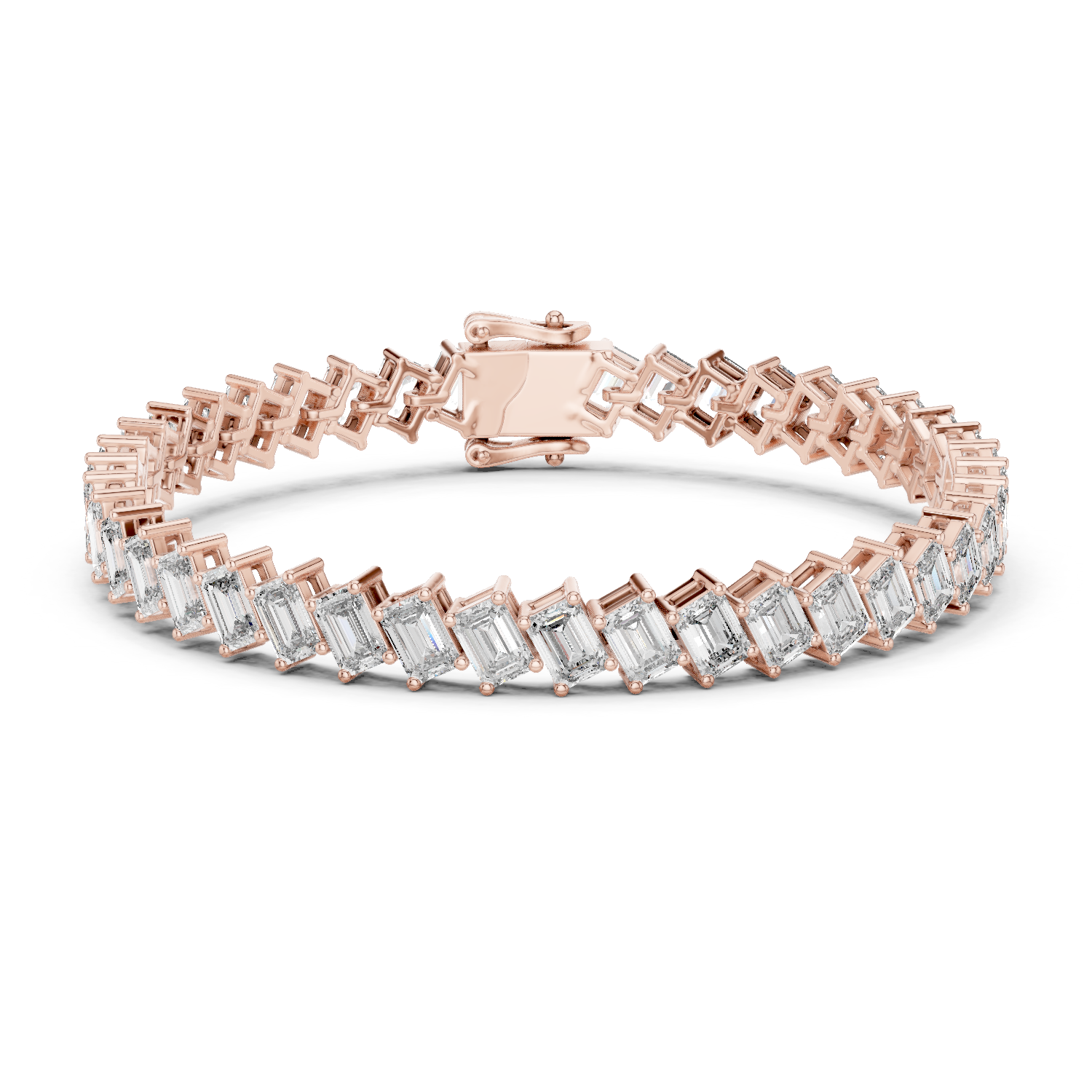 East-West Emerald Lab - Grown Diamond Tennis Bracelet in 18K Gold | 6.3 Carat
