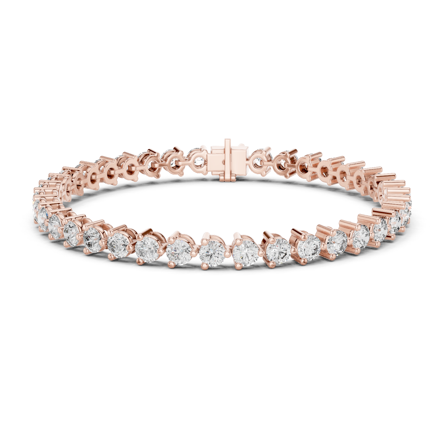 3 Prong Round Lab - Grown Diamond Tennis Bracelet in 18K Gold | 8 Carat
