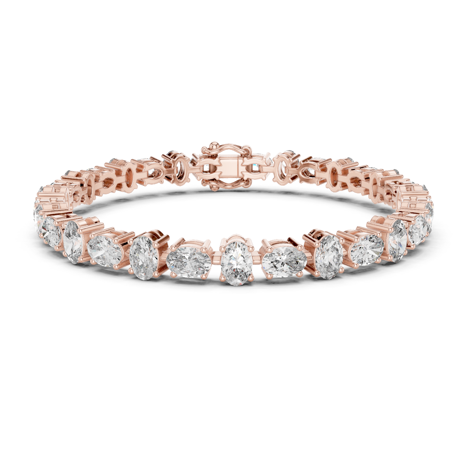 Graduated Alternating Horizontal & Vertical Oval Lab-Grown Diamond Tennis Bracelet in 18K Gold | 7.3 Carat