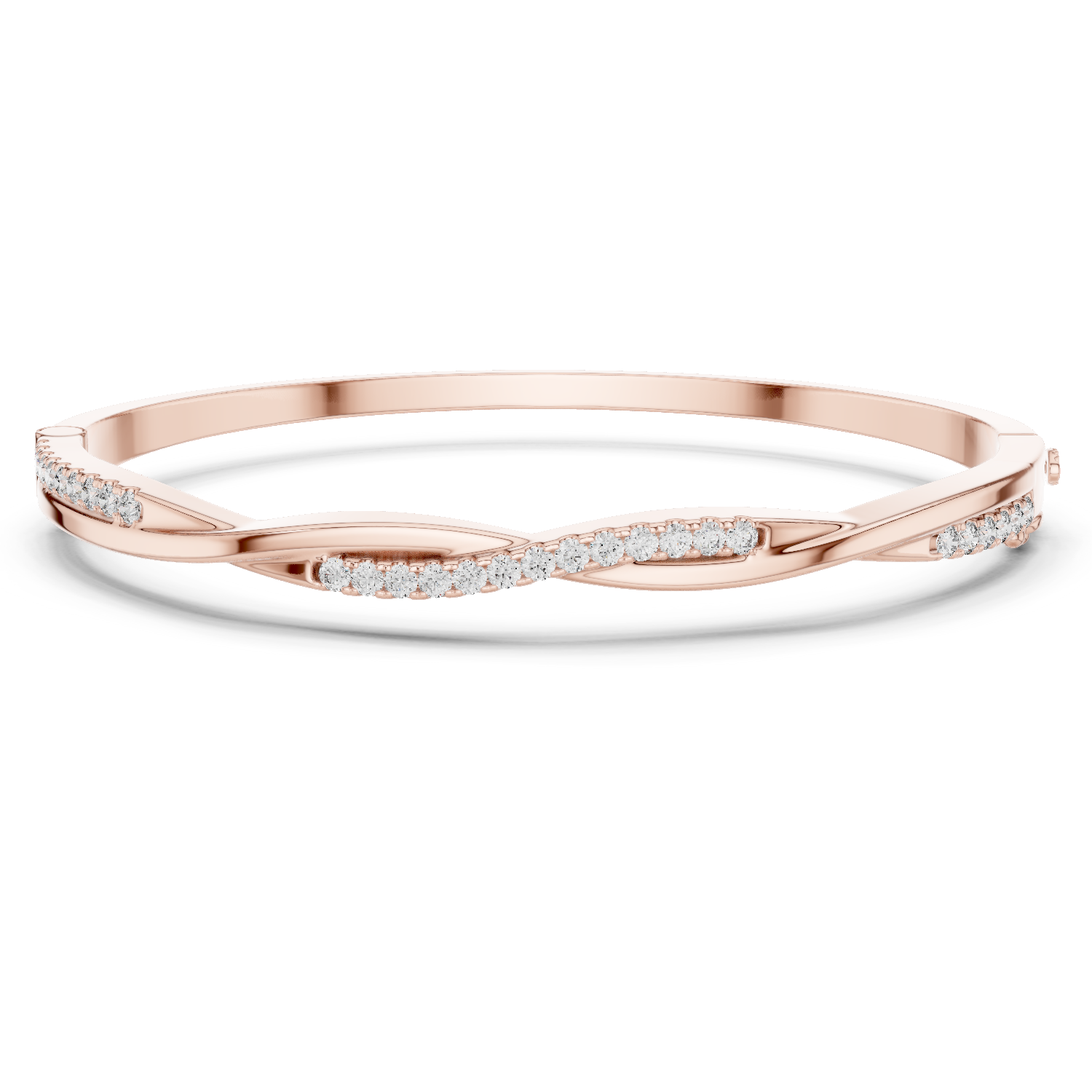 Wave Pave Lab-Grown Diamond Bangle Bracelet in 18K Gold | Sculpted Diamond Crossover Bracelet