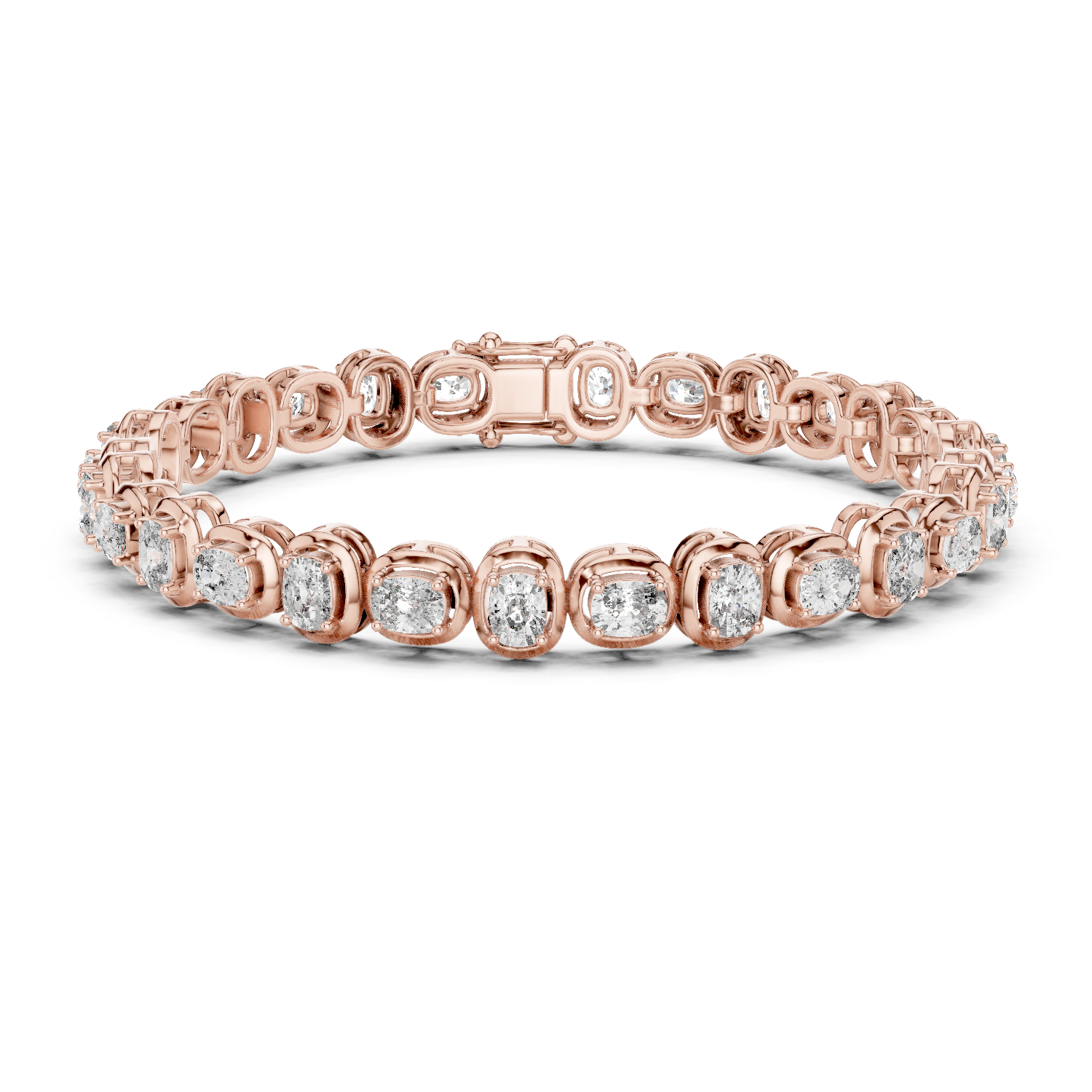 Bezel Style Cushion Lab - Grown Diamond Tennis Bracelet in 18K Gold | 5.6 Carat