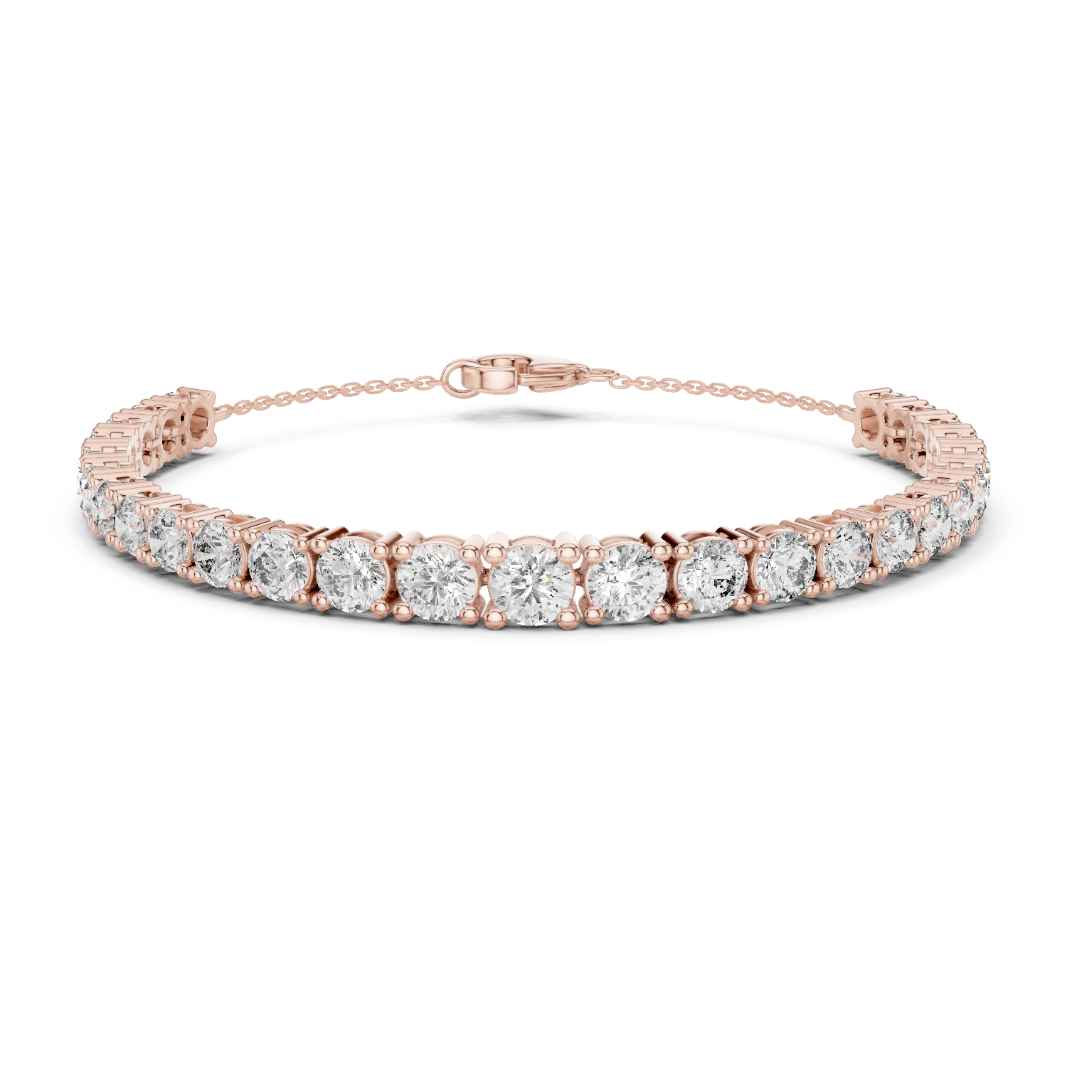 Graduated Lab-Grown Diamond Chain Bracelet in 18K Gold (50 Pointer Centre) | Classic Setting