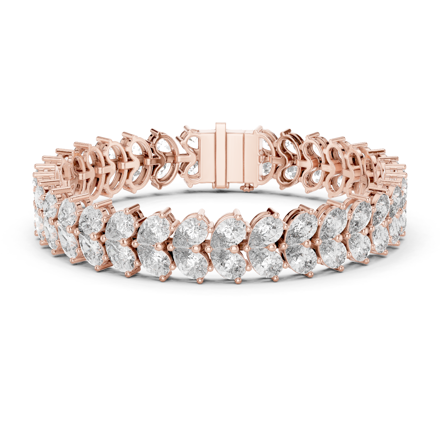 Stunning Pear Shape Double Row Diamond Tennis Bracelet in 18K Gold | 16 Carat