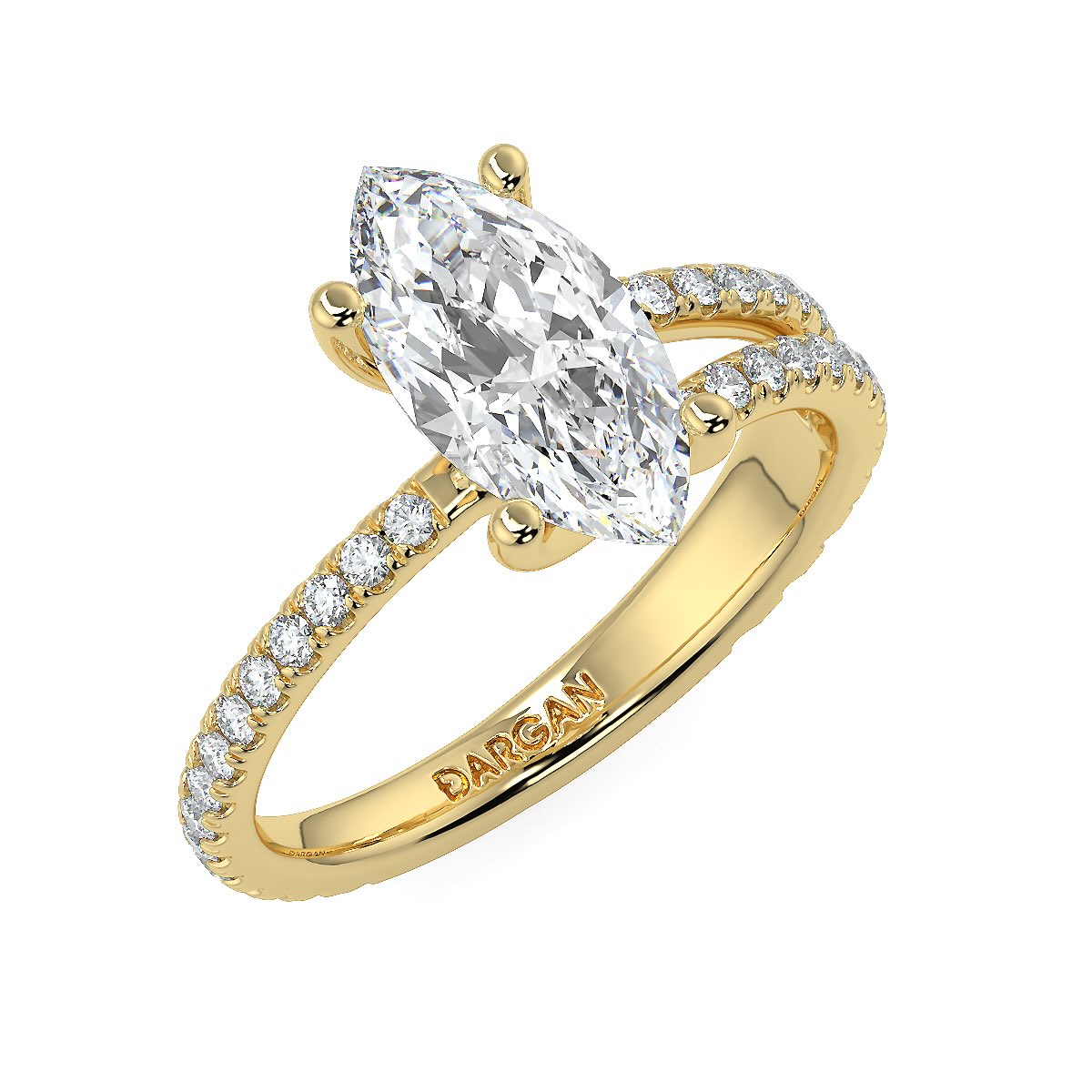 3–5 Carat Marquise Lab Grown Diamond Solitaire Ring in 18K Gold - Splitshank