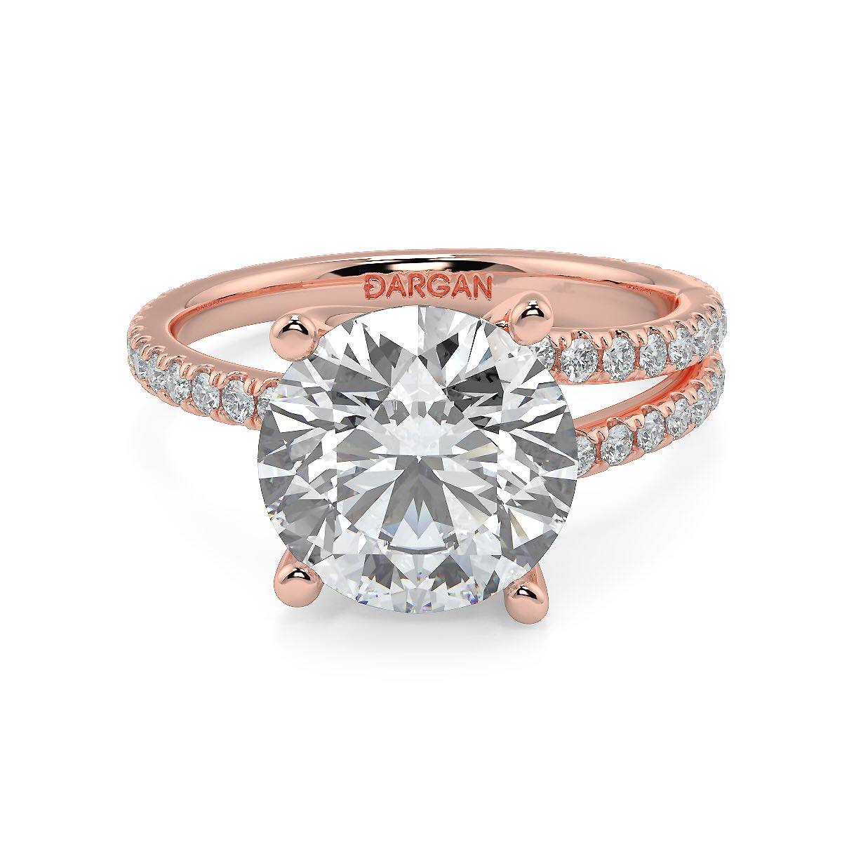 3-5 Carat Round Brilliant Lab-Grown Diamond Solitaire Half Split Shank Ring