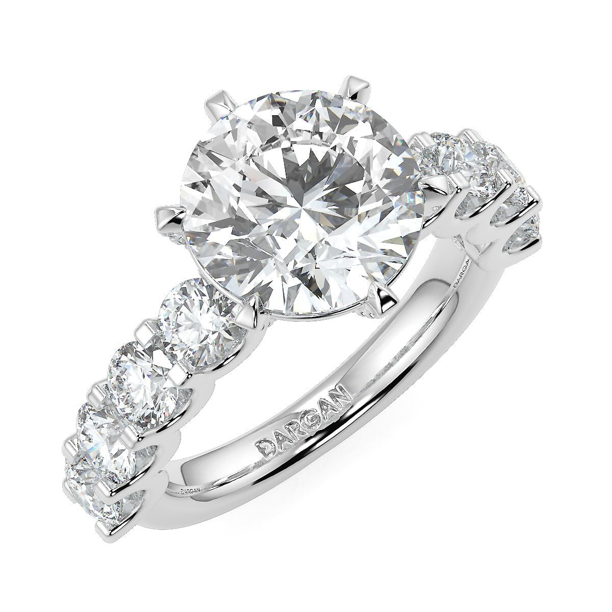 3-5 Carat Round Brilliant Diamond Solitaire Engagement Ring in 18K Yellow Gold | Pavé Band with Diamonds