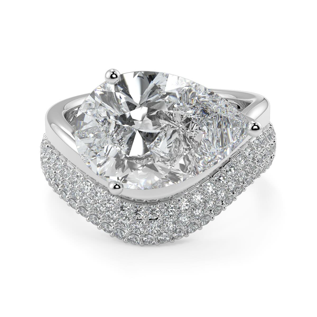 4 Carat Pear-Cut Lab-Grown Diamond Solitaire Ring | Custom 18K Gold with Optional Pave Band