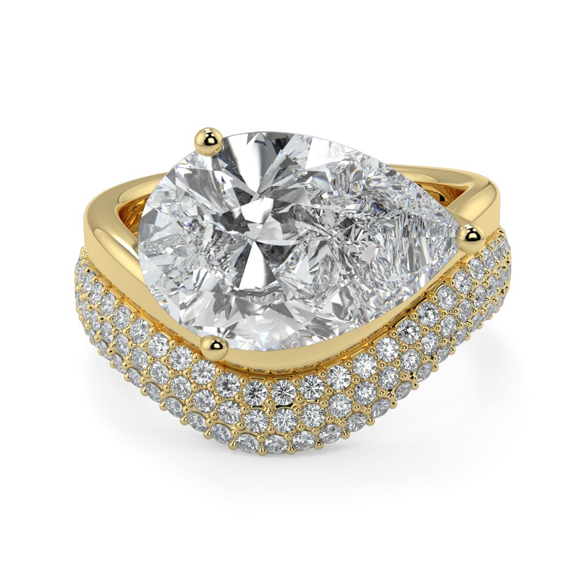 4 Carat Pear-Cut Lab-Grown Diamond Solitaire Ring | Custom 18K Gold with Optional Pave Band