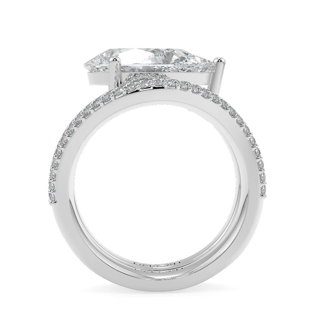 4 Carat Pear-Cut Lab-Grown Diamond Solitaire Ring | Custom 18K Gold with Optional Pave Band