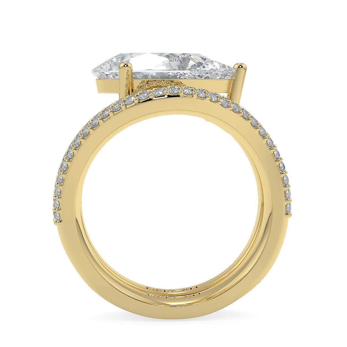 4 Carat Pear-Cut Lab-Grown Diamond Solitaire Ring | Custom 18K Gold with Optional Pave Band