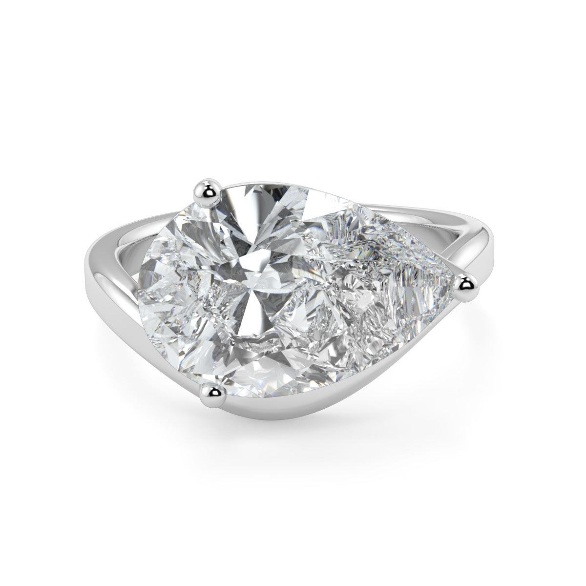 4 Carat Pear-Cut Lab-Grown Diamond Solitaire Ring | Custom 18K Gold with Optional Pave Band