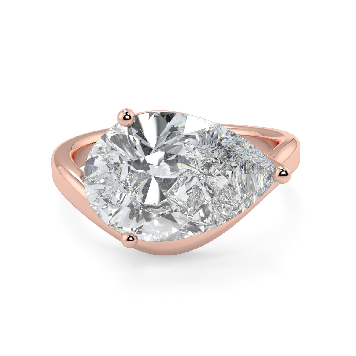 4 Carat Pear-Cut Lab-Grown Diamond Solitaire Ring | Custom 18K Gold with Optional Pave Band