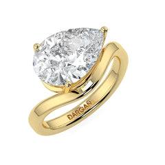 4 Carat Pear-Cut Lab-Grown Diamond Solitaire Ring | Custom 18K Gold with Optional Pave Band
