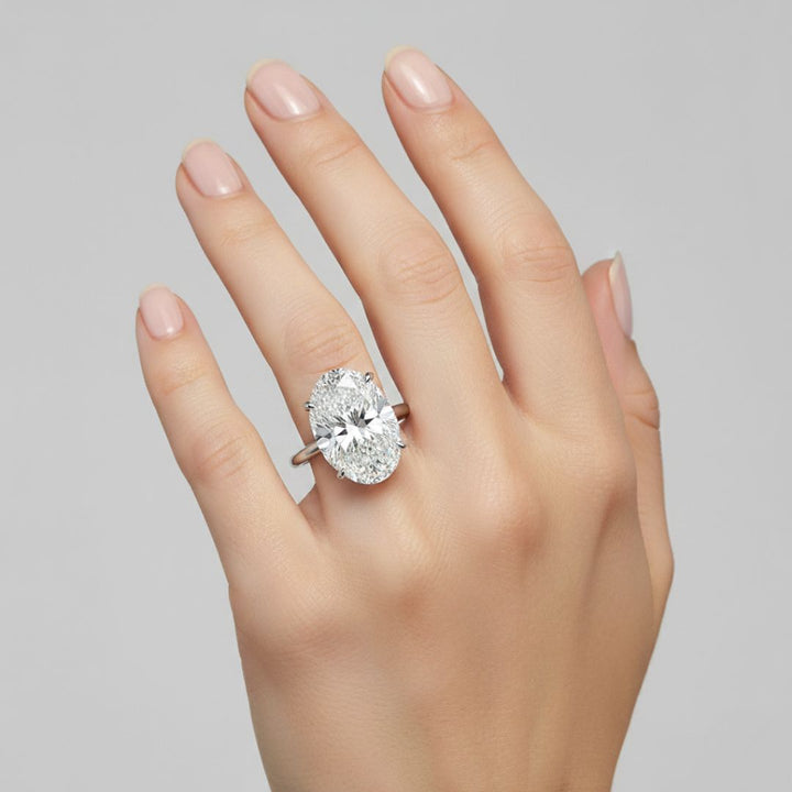 10 Carat Oval Lab Grown Diamond Solitaire Ring | Classic Four-Prong Setting | IGI Certified | 18K White Gold