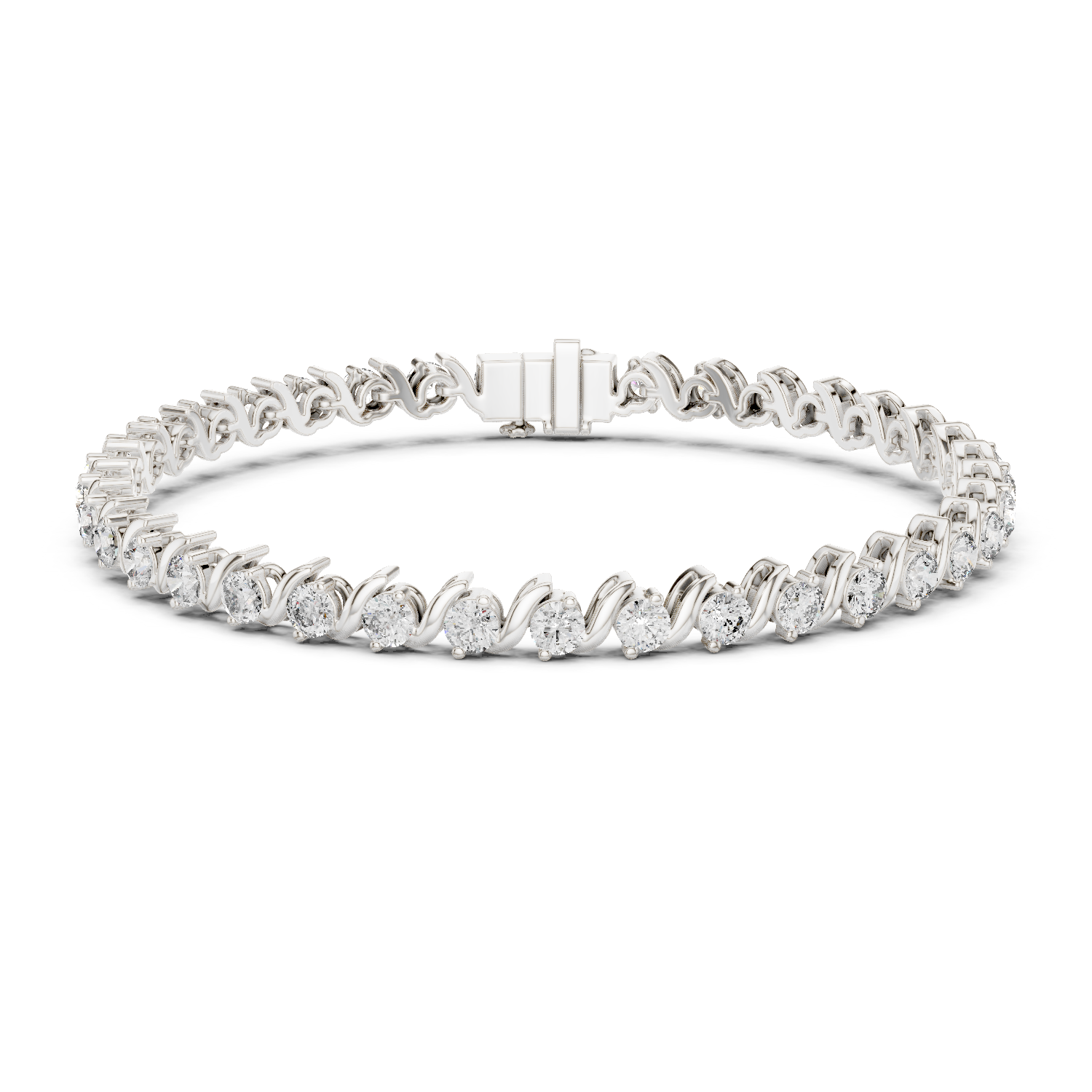 Wave Lab-Grown Diamond Tennis Bracelet 3.5 Carats in 18K Gold | Modern Designer Diamond Bracelet