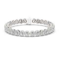 Radiant & Round Lab-Grown Diamond Bracelet in 18K Gold | Halo Statement Tennis Bracelet