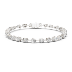 Mixed Shape Lab-Grown Diamond Bracelet in 18K Gold | Round, Heart, Emerald, Oval & Pear | 3.5 Carat