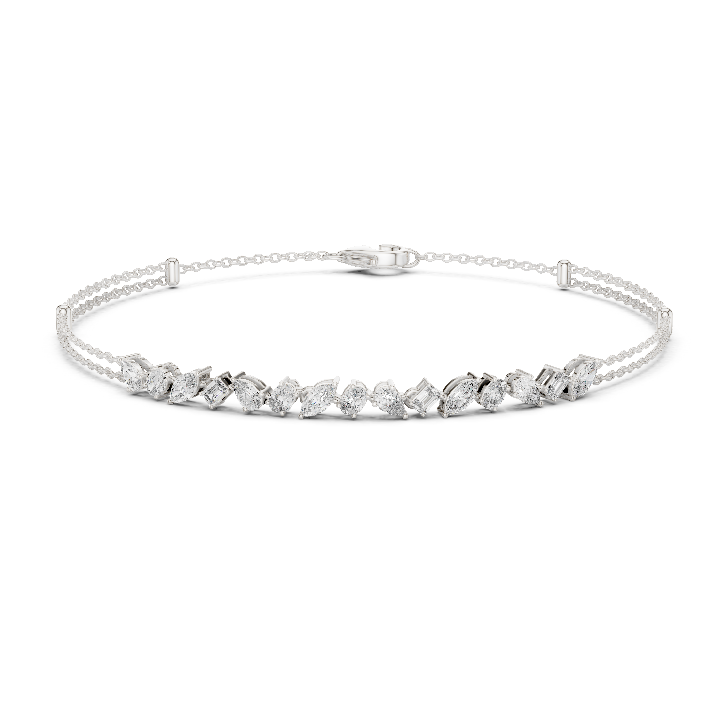 Everyday Mixed Shape Lab-Grown Diamond Bracelet in 18K Gold | Pear, Oval, Marquise, Emerald | 1.5 Carat