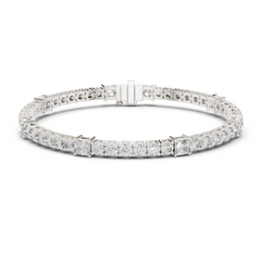 Round & Princess Cut Lab-Grown Diamond Tennis Bracelet in 18K Gold | 6 Carat