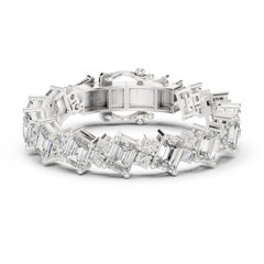 Elegant Emerald & Round Lab-Grown Diamond Tennis Bracelet in 18K Gold | 24 Carat