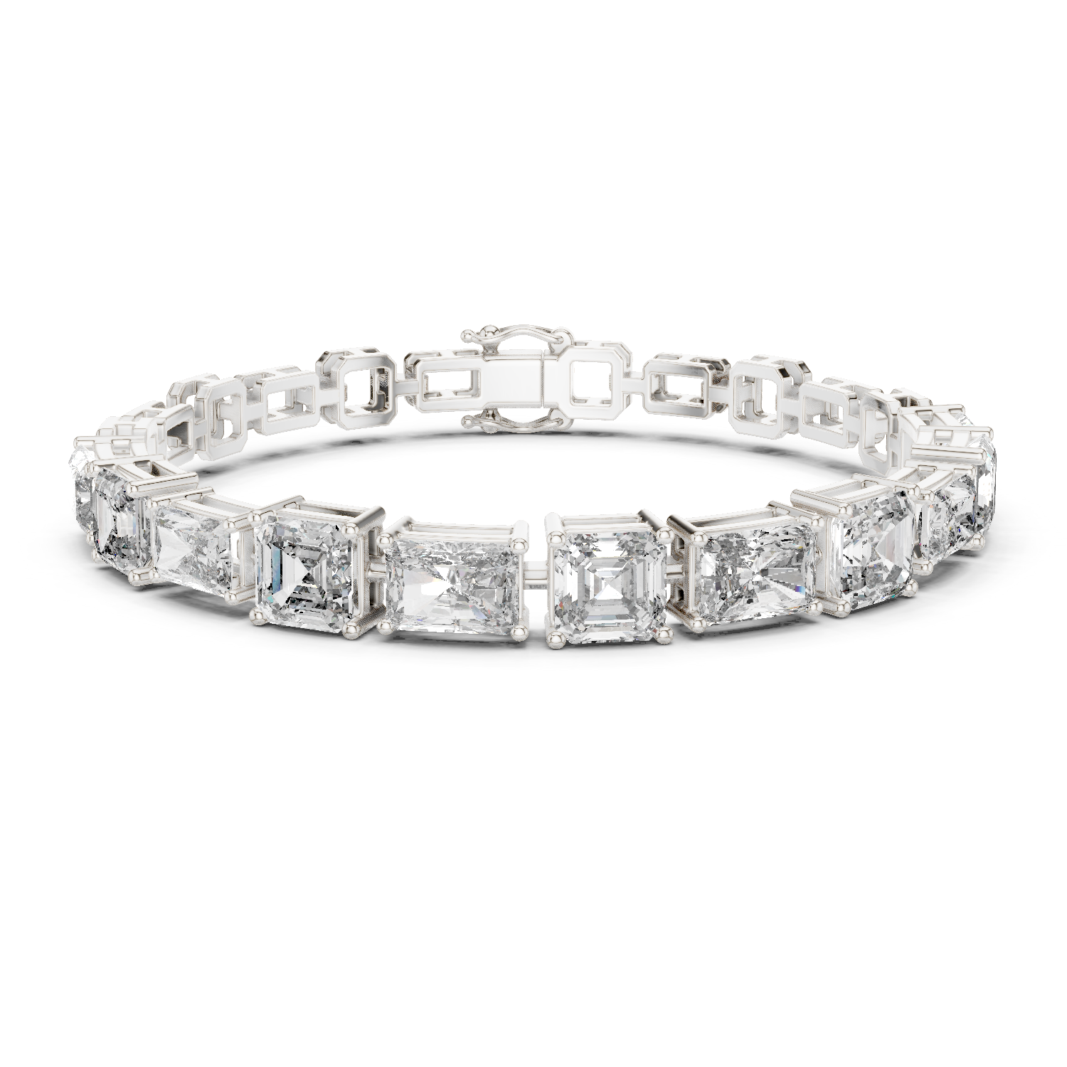 Radiant & Square Emerald Lab-Grown Diamond Tennis Bracelet in 18K Gold | 12.5 Carat