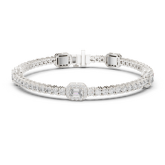 Emerald Accent Lab-Grown Diamond Tennis Bracelet in 18K Gold | 5 Carat