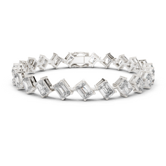 Graduated Radiant & Emerald Lab-Grown Diamond Tennis Bracelet in 18K Gold | 12.5 Carat