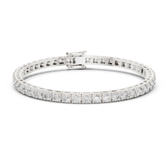 10 Pointer Round Lab-Grown Diamond Tennis Bracelet in 18K Gold (Square Setting) | 5 Carats