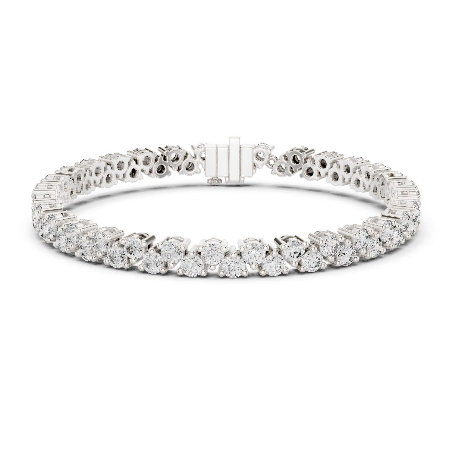 Double Row Round Lab-Grown Diamond Bracelet in 18K Gold | 6 Carat